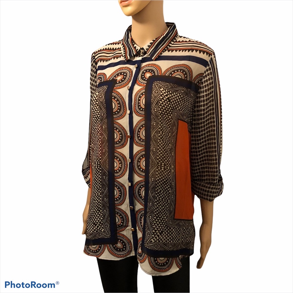 Max Fashion Brown Orange Blouse Top Size 12